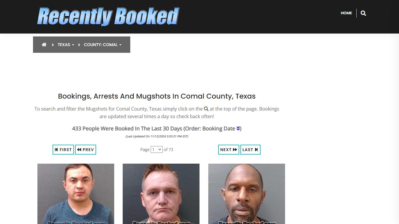 Bookings, Arrests and Mugshots in Comal County, Texas - Recently Booked