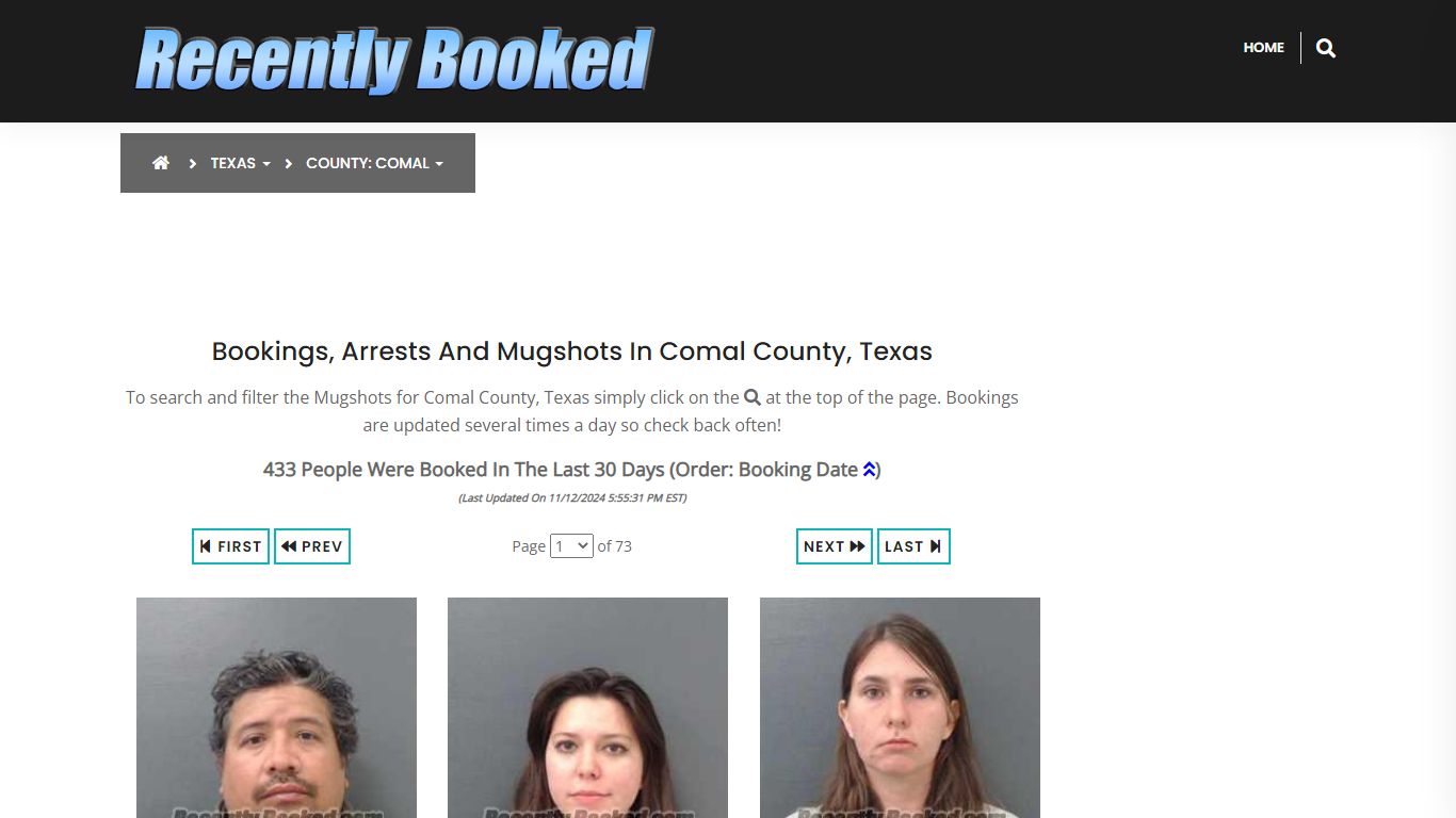 Bookings, Arrests and Mugshots in Comal County, Texas - Recently Booked